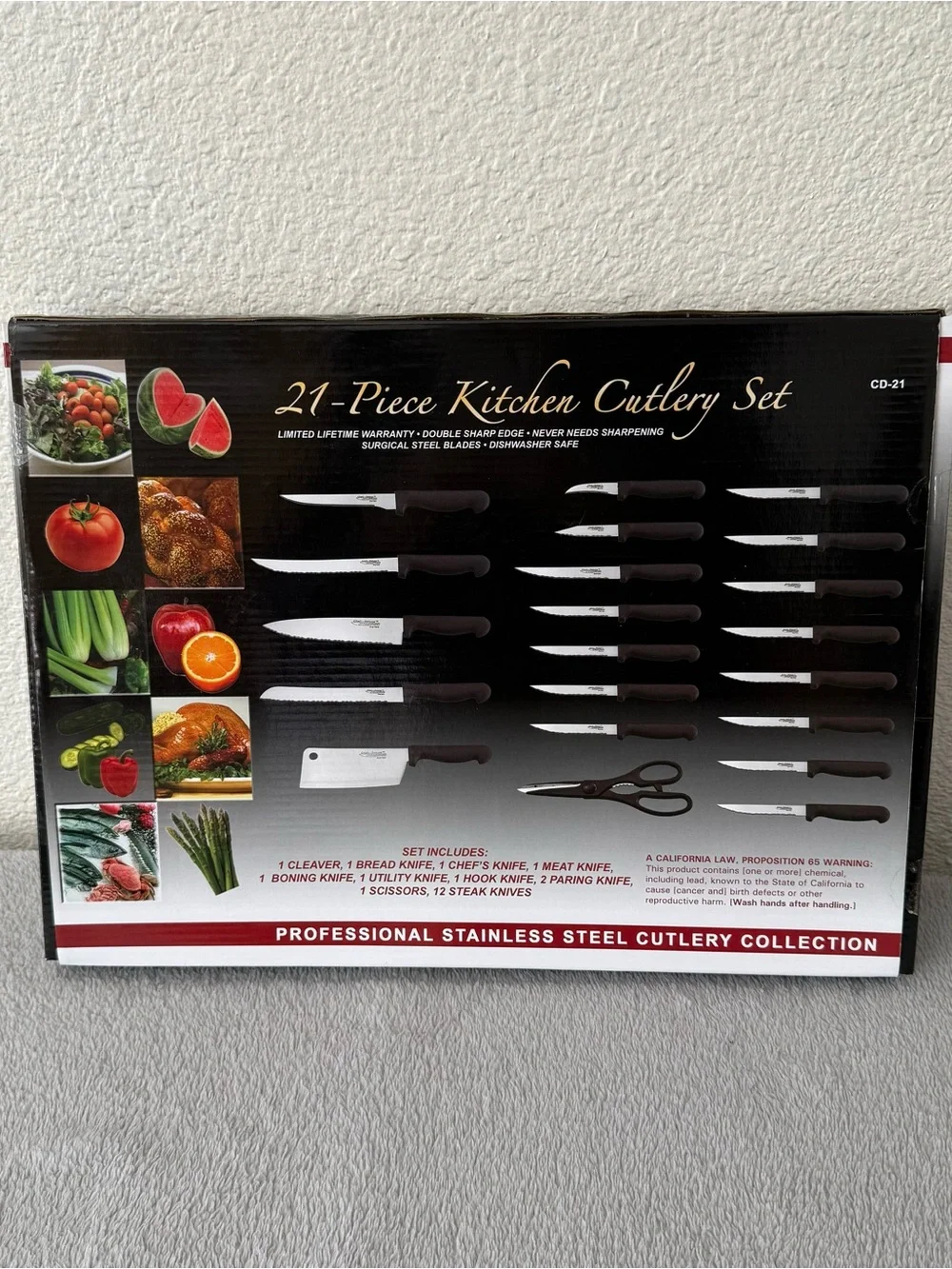 Chef Deluxe Miracle Edge 21-Piece Stainless Steel Kitchen Cutlery Set (New)